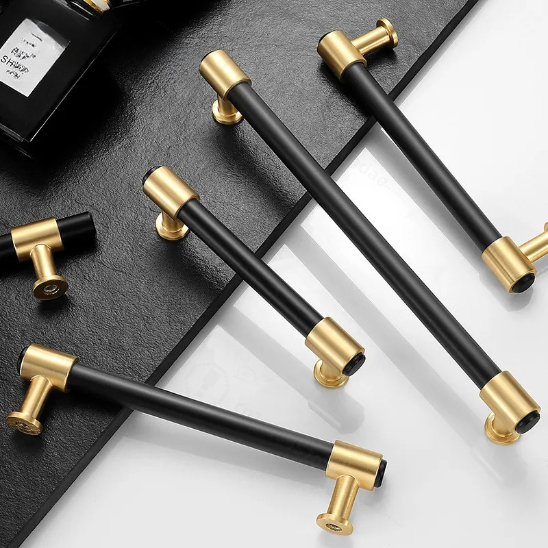 Furniture Hardware Black - Modern Simple Nordic Black Gold Handle