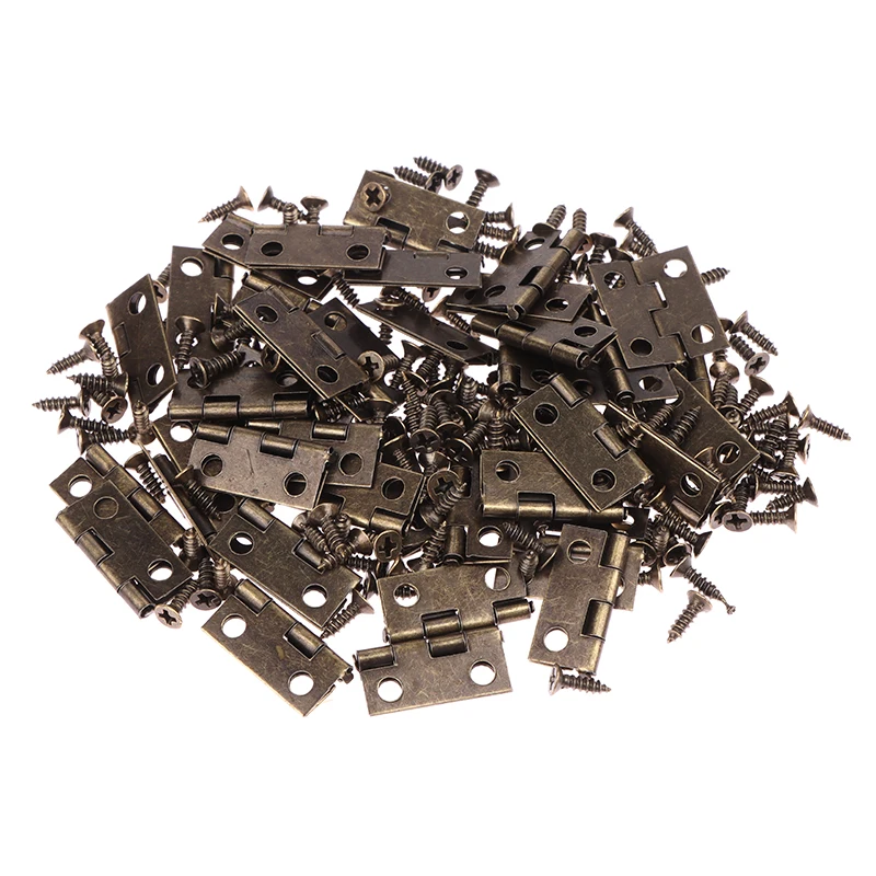 Furniture Hardware Black - 50pcs/box Hinges + 200 Screws Iron