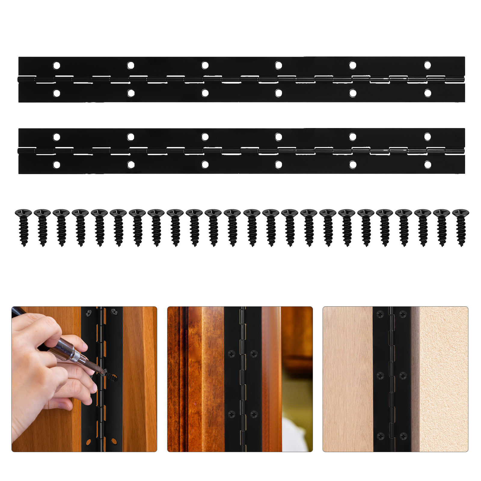 Piano Hinge Continuous - 1Set Black Stainless Steel Heavy Duty