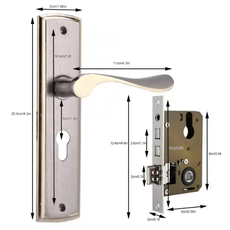Gold Door Handle Lock Silent H - Furniture Hardware Decorative recension och pris