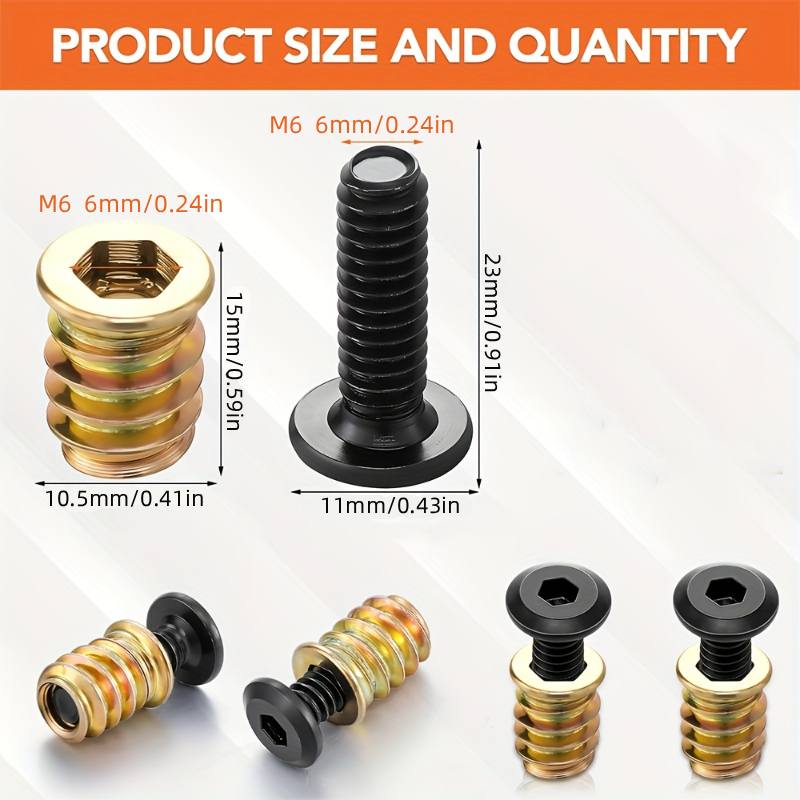 10PCS Nut Threaded Inserts Com - Furniture Hardware Fasteners recension och pris